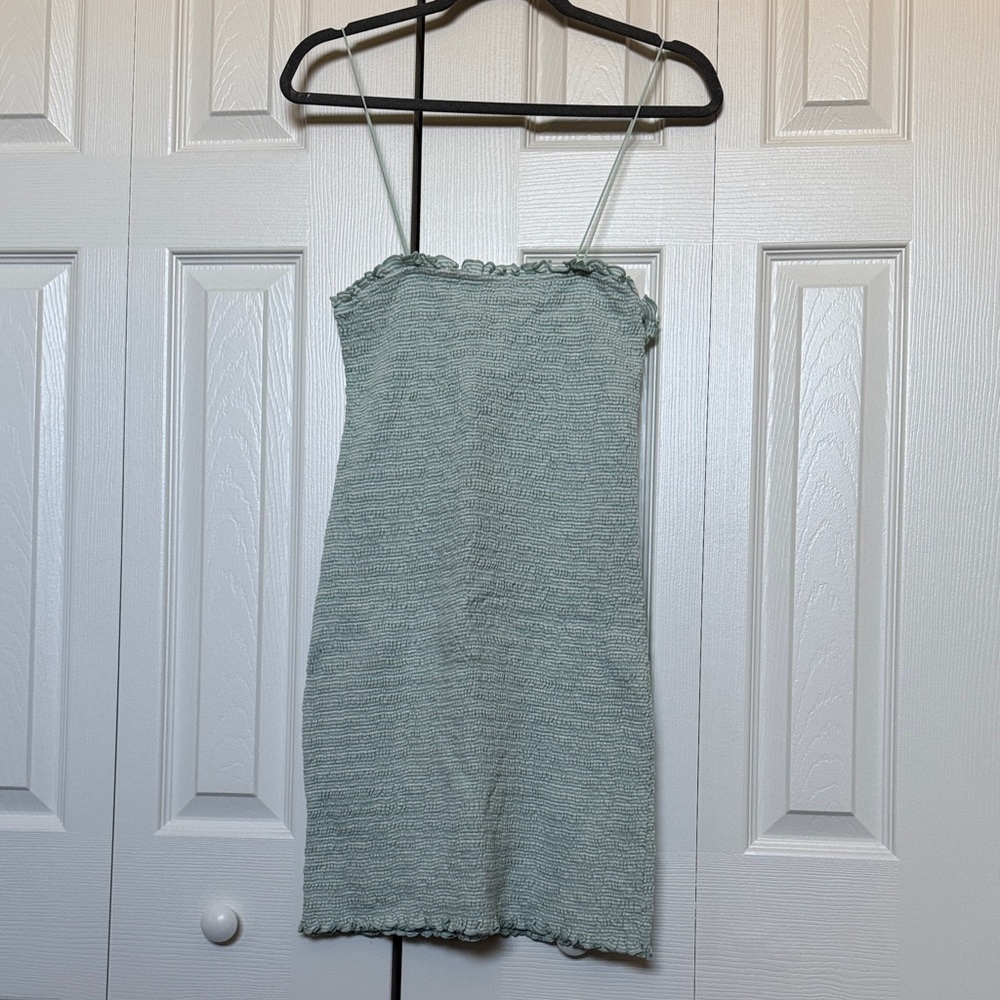 American Eagle Mint Striped Strapless Ruched Dress NWT